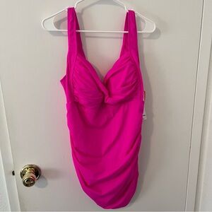 NWT Catalina Suddenly Slim Hot Pink One Piece Bathing Suit Swimsuit 3X 22W 24W